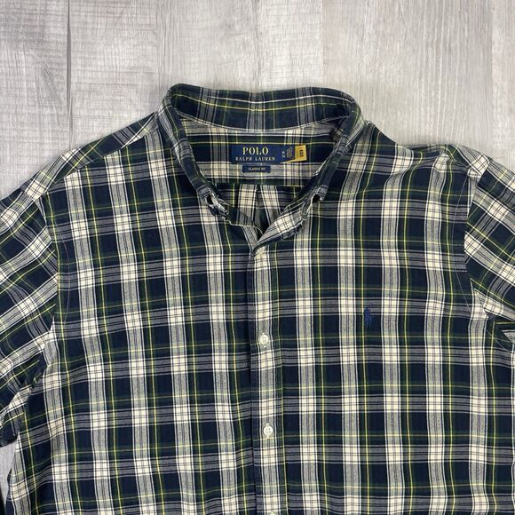 Polo Ralph Lauren XL Green/Blue Plaid Classic Fit Long Sleeve EUC Button Down O - Picture 5 of 10